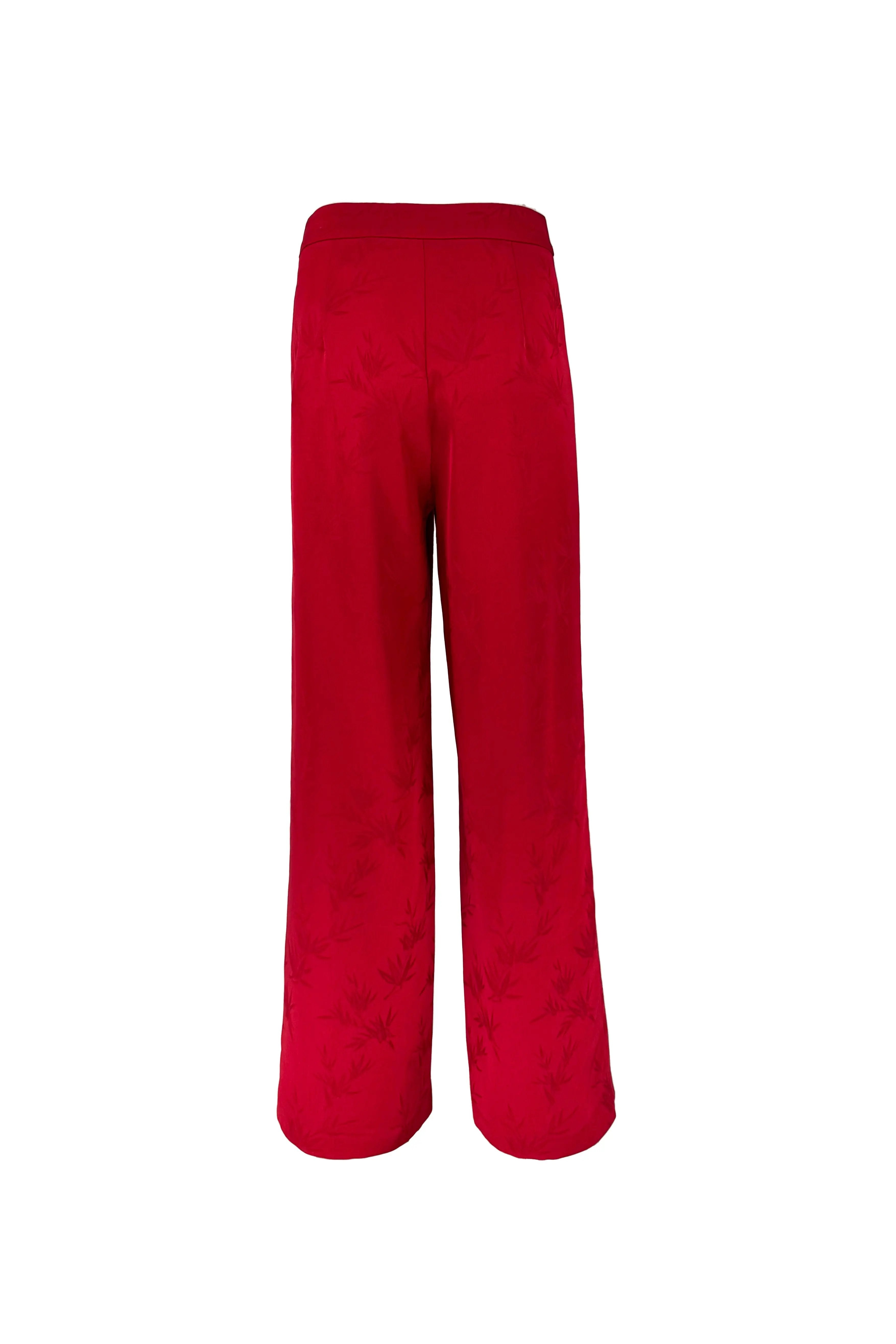 Vibrant Suit with Textured Jacket and Wide-Leg Pants ULA